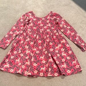 Hanna Andersson Pink Floral & Unicorn Long-Sleeve Dress